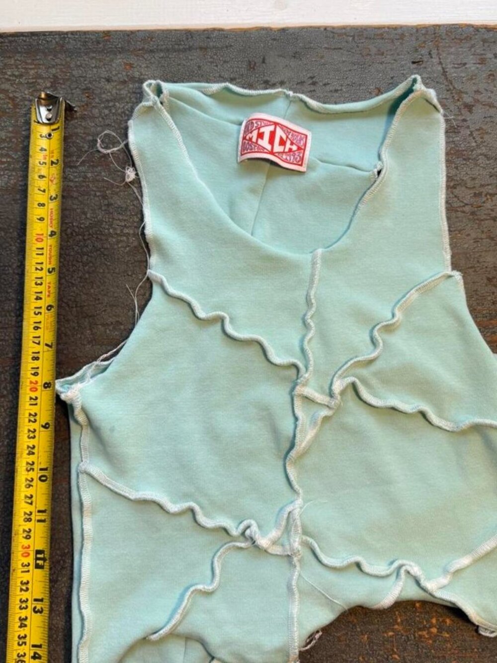 Handmade Light Blue Ruffle Tank Top — S - Picture 2 of 3